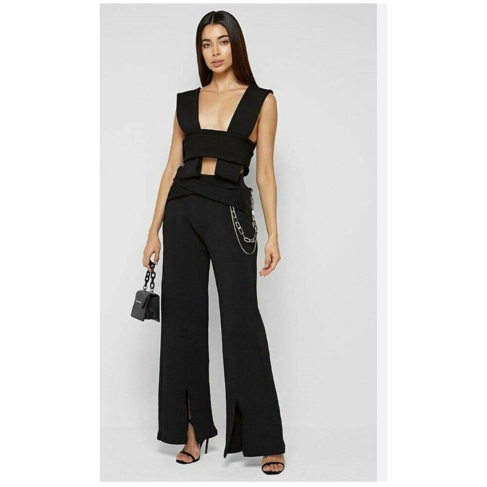 Maniere de Voir  Multi Wear Crop top in Black US size M Tanks Sexy Going Out